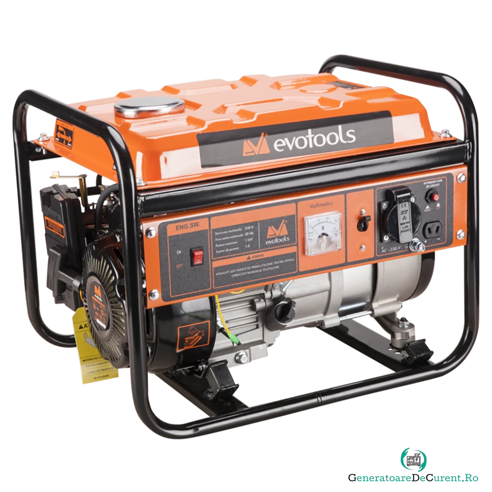 Generator curent electric monofazic Evotools, 1 kW, 1 x 230 V, capacitate rezervor 7 l la 1,280.53 lei ron